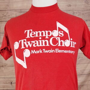 VINTAGE TEMPOS TWAIN‎ CHOIR MARK TWAIN ELEMENTARY SINGLE STITCH TSHIRT SZ M